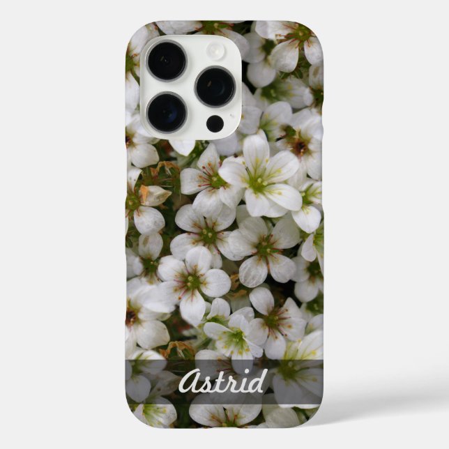 Funda iPhone 16 Pro Flores blancas dulces botánicas Foto de cualquier  (Reverso )