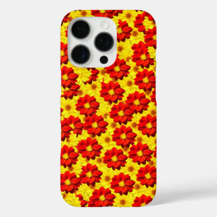 Funda iPhone 16 Pro Flores de dalia rojas y amarillas