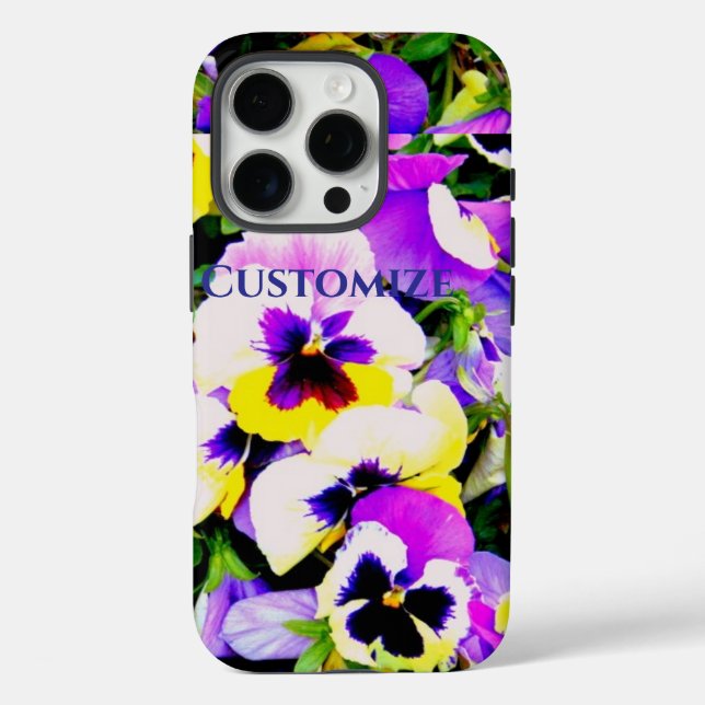 Funda iPhone 16 Pro flores de pensamiento (Reverso )