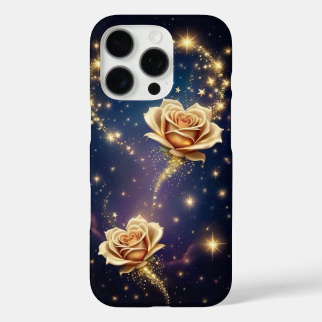 Funda iPhone 16 Pro Flores que brillan en oro (Reverso )