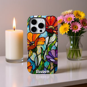 Funda iPhone 16 Pro Flores radiantes en paneles de vidrio