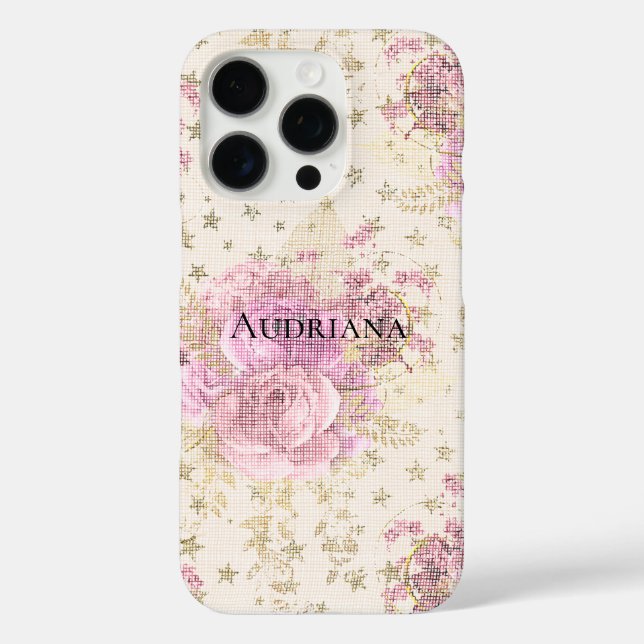 Funda iPhone 16 Pro Flores rosas de moda (Reverso )