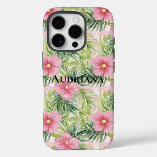 Funda iPhone 16 Pro Flores tropicales rosadas de bonito