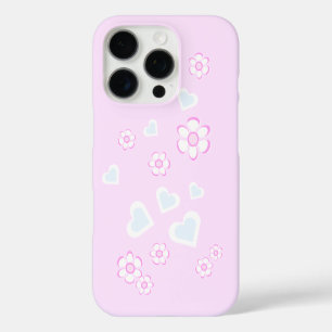 Funda iPhone 16 Pro Flores Y Corazones Colores Pastel De Luz