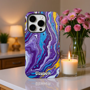 Funda iPhone 16 Pro Flujo de Geodo Purple y Gold