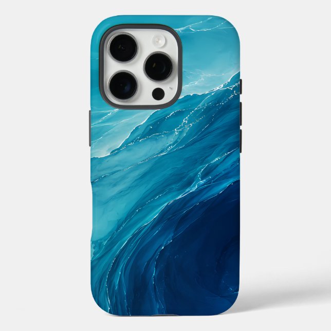 Funda iPhone 16 Pro Flujo de Océano Turquesa de Lujo (Reverso )
