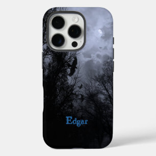 Funda iPhone 16 Pro Fondo Embrujado Personalizado con Niebla Azul y Cu