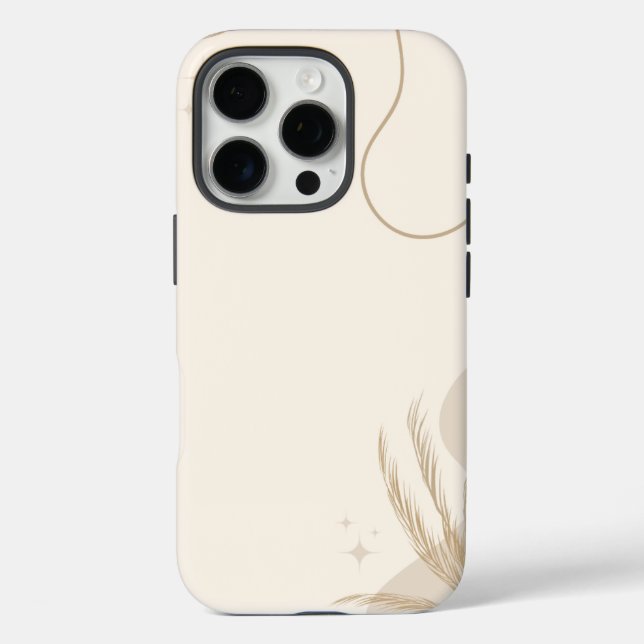 Funda iPhone 16 Pro Fondo Linktree Estético Floral Marrón Beige | (Reverso )