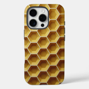 Funda iPhone 16 Pro Formas hexagonales amarillas en un patrón de comb 