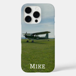 Funda iPhone 16 Pro Foto de avión elegante con monograma, aviación