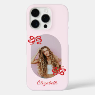 Funda iPhone 16 Pro Foto de curva roja rosada