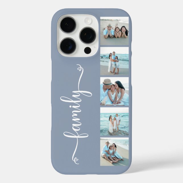 Funda iPhone 16 Pro Foto de Familia Script Polvo Azul (Reverso )