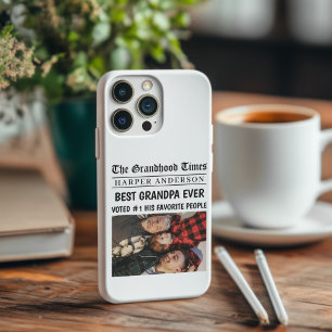 Funda iPhone 16 Pro Foto de periódico personalizado del mejor abuelo d