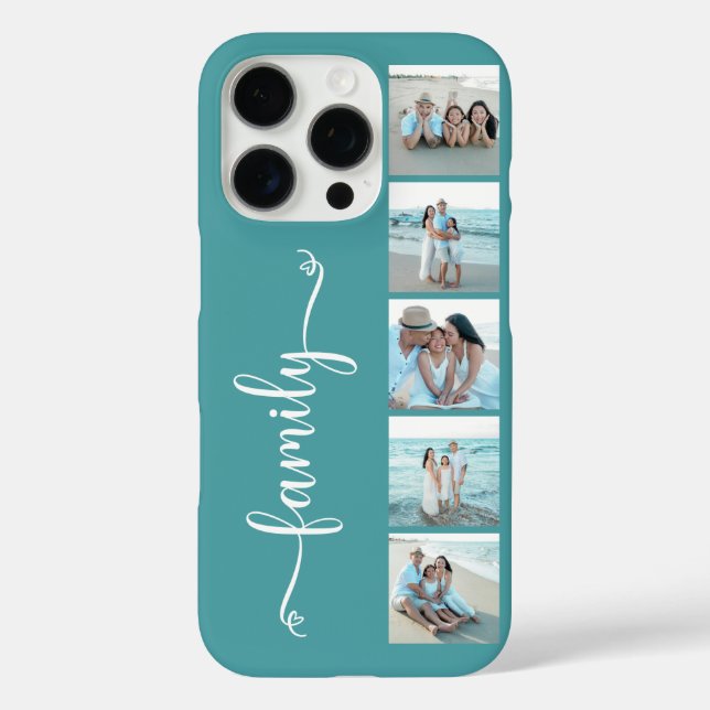 Funda iPhone 16 Pro Foto Familiar Script Teal (Reverso )
