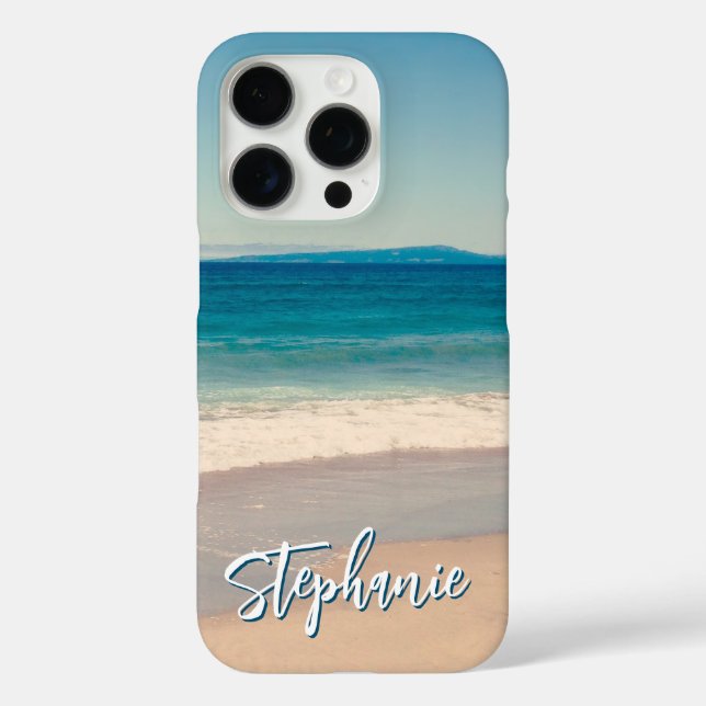 Funda iPhone 16 Pro Foto personalizada de playa Océano Azul (Reverso )