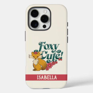 Funda iPhone 16 Pro Foxy Cute con Flores Nombre Personalizado