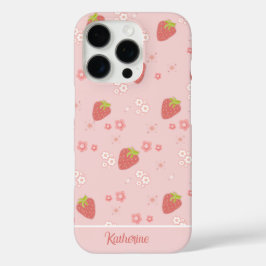 Funda iPhone 16 Pro Fresa con flores.