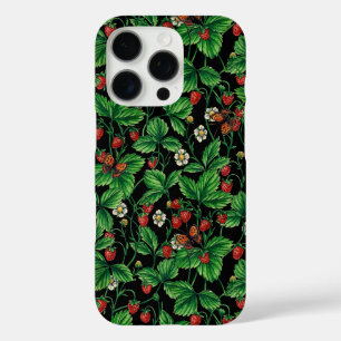Funda iPhone 16 Pro Fresas silvestres en negro
