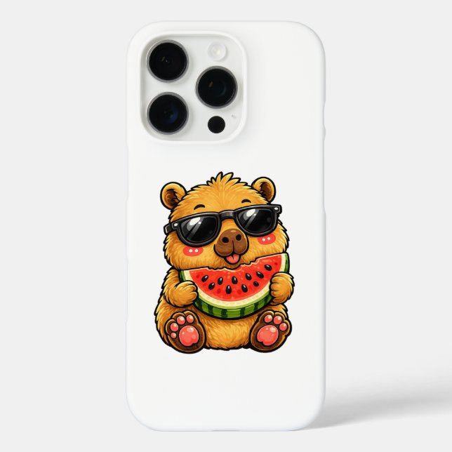 Funda iPhone 16 Pro Fresco Capybara Sandía Verano (Reverso )