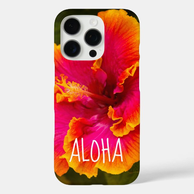 Funda iPhone 16 Pro Fuchsia hawaiana e Hibiscus Naranja de Kauai Ca (Reverso )