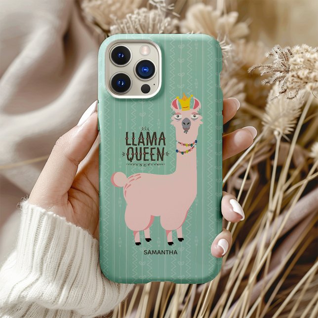 Funda iPhone 16 Pro Funny Llama Queen Ilustracion ( Be a llama queen not a drama queen with this ultra quirky and fun phone case. )