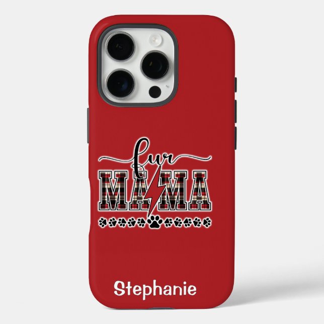 Funda iPhone 16 Pro Fur Mama Plaid Personalizado (Reverso )