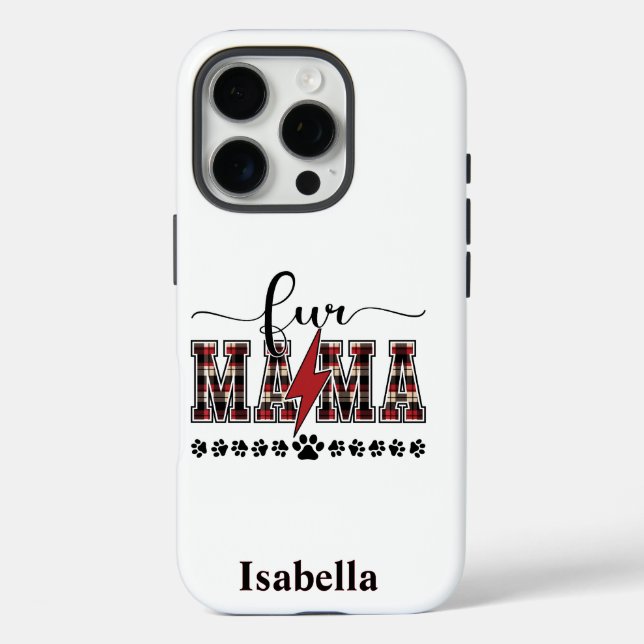 Funda iPhone 16 Pro Fur Mama Plaid Personalizado (Reverso )
