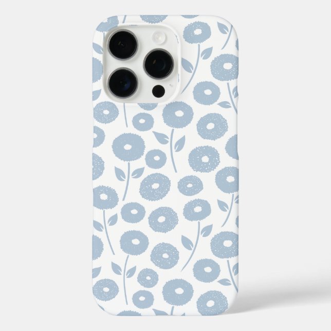 Funda iPhone 16 Pro Fuzzy Flower Rpt Pattern Blue on White (Reverso )