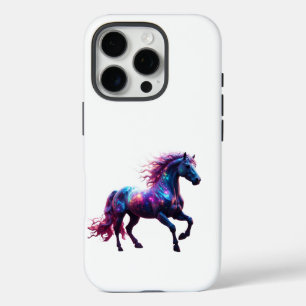 Funda iPhone 16 Pro Galaxia Neon Horse Art - Vibrante Fantasía Espacia