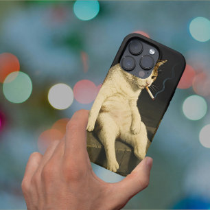 Funda iPhone 16 Pro Gatito con Cigarrillo Meme Divertido de Gato Fuman
