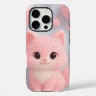 Funda iPhone 16 Pro Gatito rosa adorable con recuerdos de color