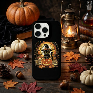 Funda iPhone 16 Pro Gato brujo calabaza gato negro Halloween espeluzna