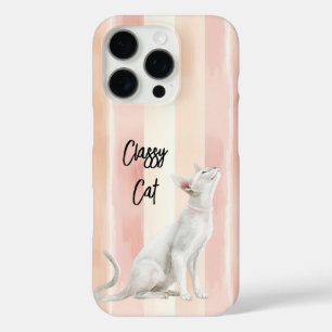 Funda iPhone 16 Pro Gato de rayas de crema rosada de bonito