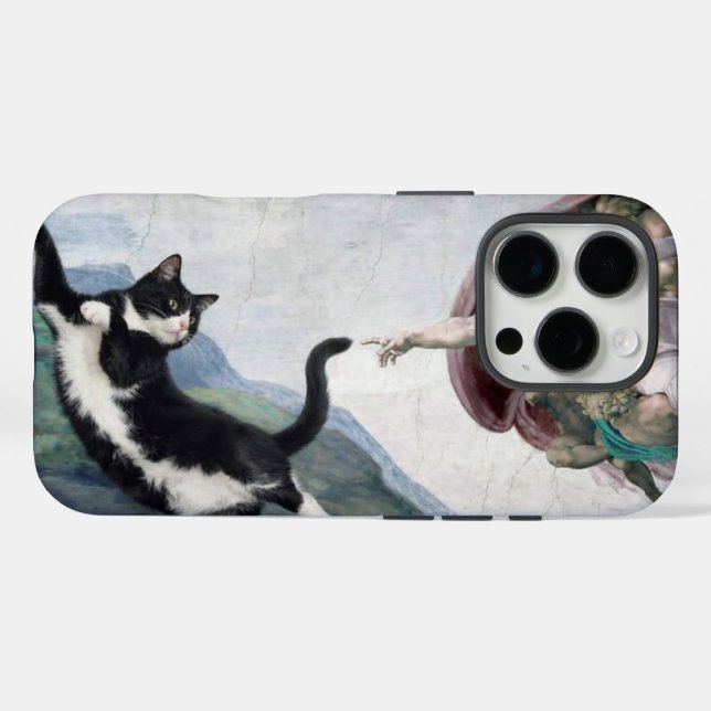 Funda iPhone 16 Pro Gato esmoquin tocando la pata divina               (Reverso (Horizontal))