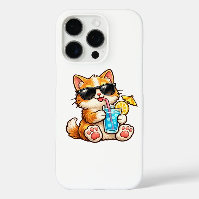 Funda iPhone 16 Pro Gato fresco de verano (Reverso )