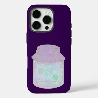 Funda iPhone 16 Pro Gato Galaxia en un Tarro | Arte Kawaii de Gato Esp