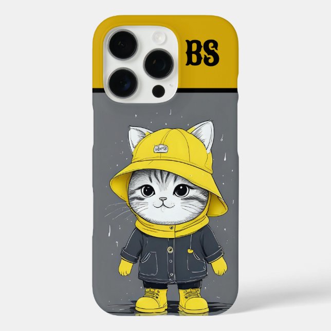 Funda iPhone 16 Pro Gato gracioso en botas de lluvia - Humor de gato (Reverso )