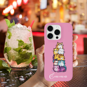 Funda iPhone 16 Pro Gato Lindo Acuarela Colorida Animal Divertido Pers
