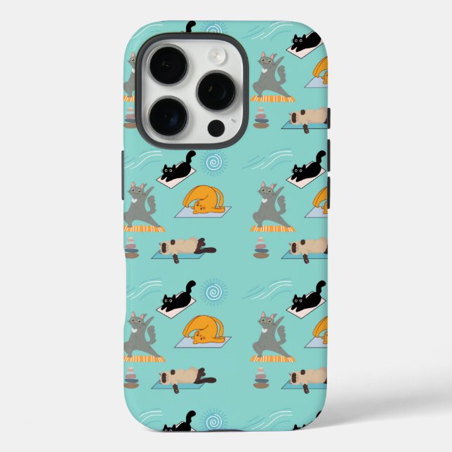 Funda iPhone 16 Pro Gatos Graciosos De Yoga (Reverso )