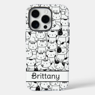 Funda iPhone 16 Pro Gatos Negros y Blancos Adorables