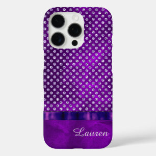 Funda iPhone 16 Pro Gema real morado plateado personalizado