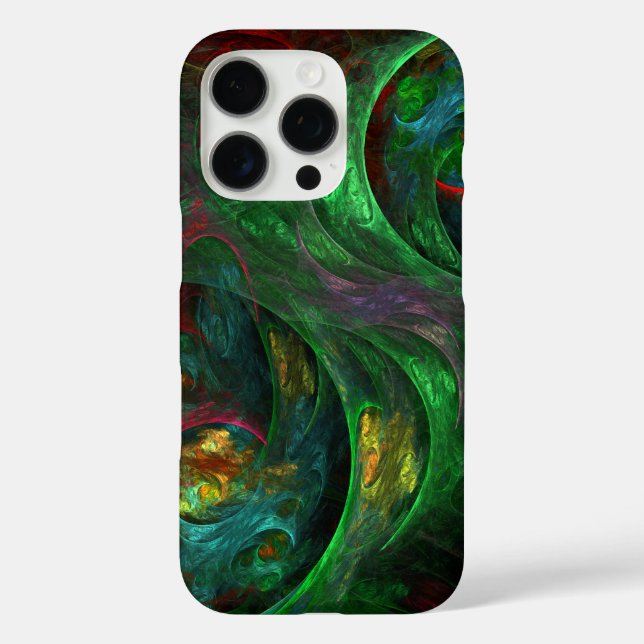 Funda iPhone 16 Pro Génesis Arte abstracto verde (Reverso )