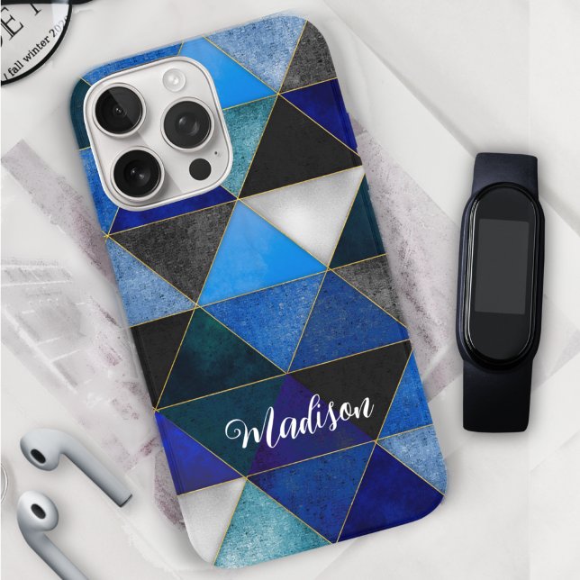 Funda iPhone 16 Pro geométrico azul turquesa de moda (Subido por el creador)
