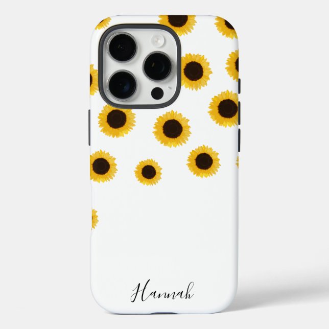 Funda iPhone 16 Pro Girasol moderno personalizado (Reverso )