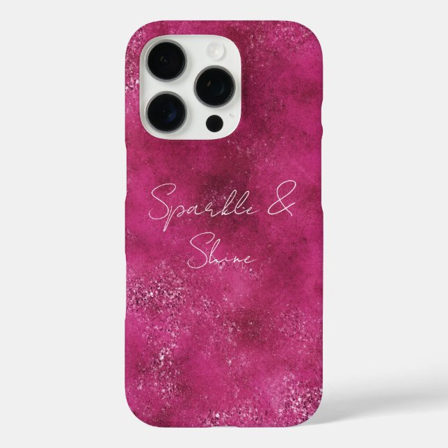 Funda iPhone 16 Pro Girly Pink Resumen Glitz Glam Purpurina (Reverso )