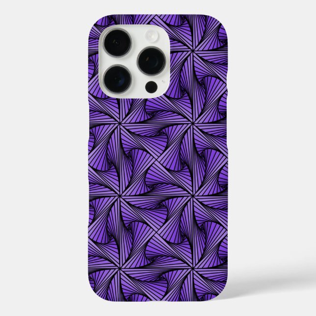 Funda iPhone 16 Pro Giro de espiral 3D geométrico gráfico morado (Reverso )
