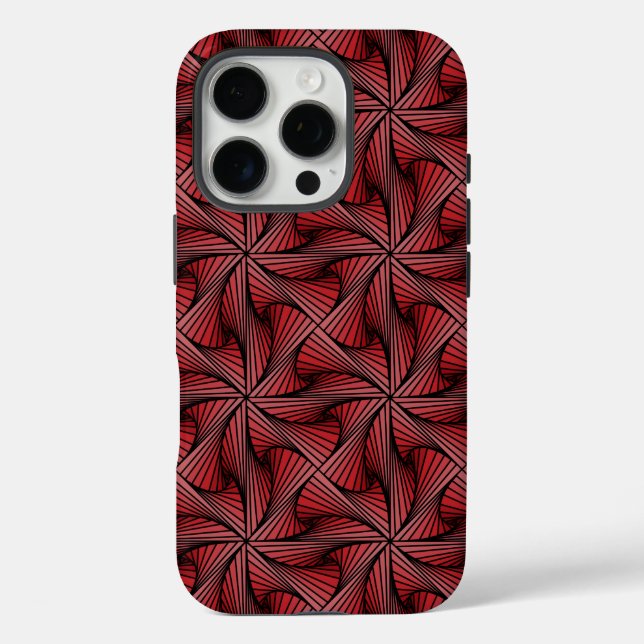Funda iPhone 16 Pro Giro de espiral 3D geométrico gráfico rojo (Reverso )