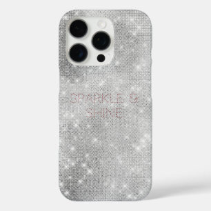 Funda iPhone 16 Pro Glam Sparkle, Moda glitzy plateada