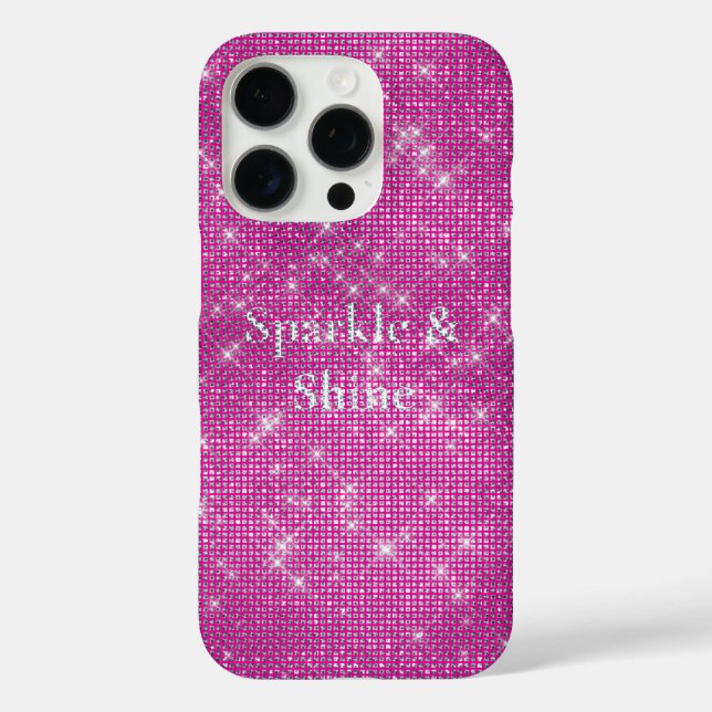 Funda iPhone 16 Pro Glam Sparkle, Moda glitzy rosa (Reverso )