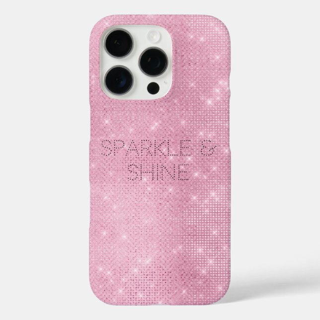 Funda iPhone 16 Pro Glam Sparkle, Moda glitzy rosa (Reverso )